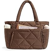 BAGSMART Tote Bag for Women, Puffer Tote Bag with Zipper, Large Quilted Shoulder Bag with Compartments for Travel, Work, Gym