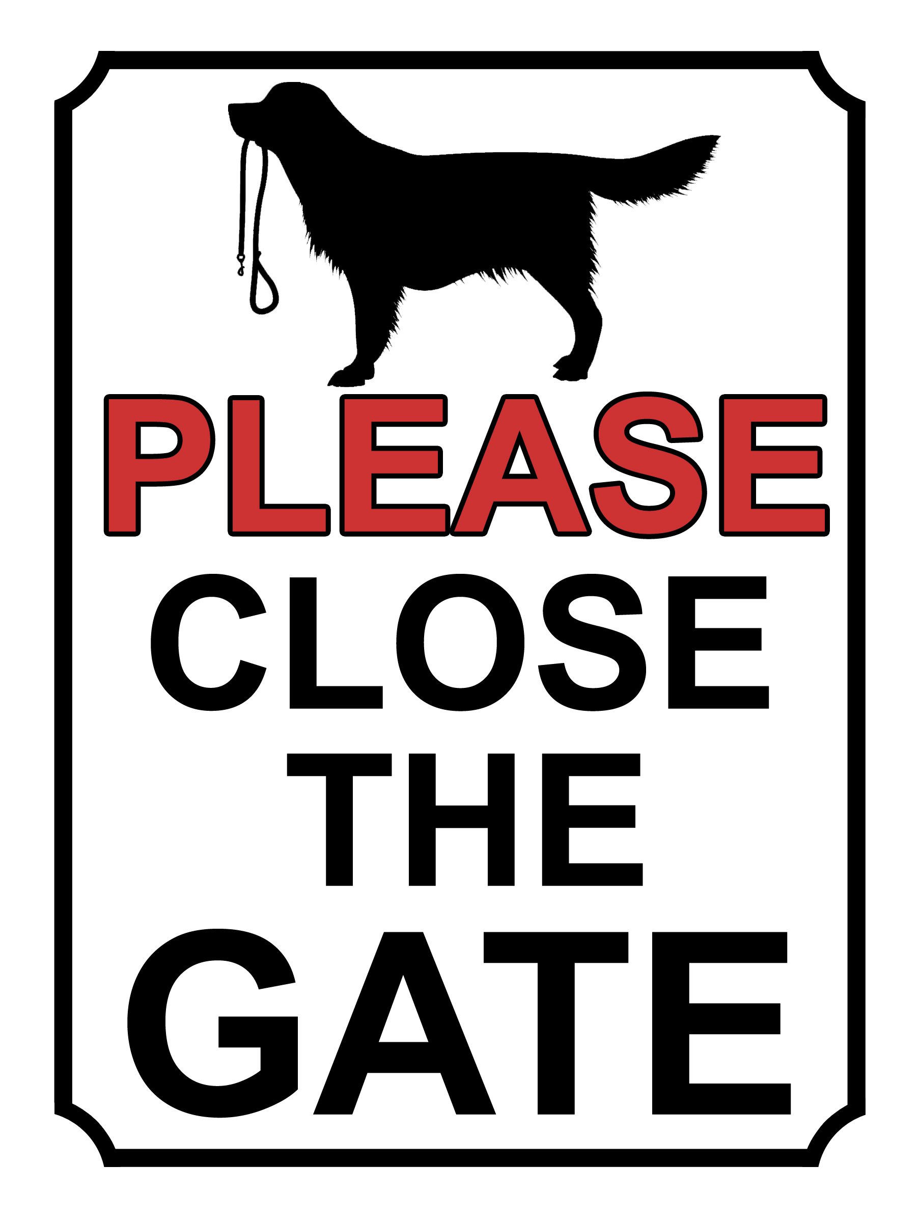SHAWPRINT PLEASE CLOSE THE GATE DOG THEME METAL SIGN 267MM X 200MM (367H1L) LARGE 10" X 8"