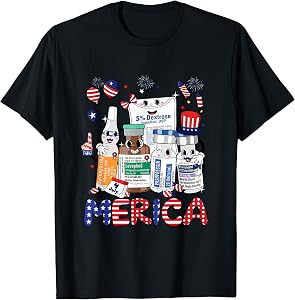 4th of July Red White Icu Nurse Care Er Ed Rn Micu Cvicu T-Shirt