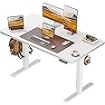Huuger 48 x 28 Large Electric Standing Desk, Height Adjustable Desk, 27.6" Deep Desktop, Stand up Gaming, 2 Hooks, 3 Preset Heights, for Home Office, White