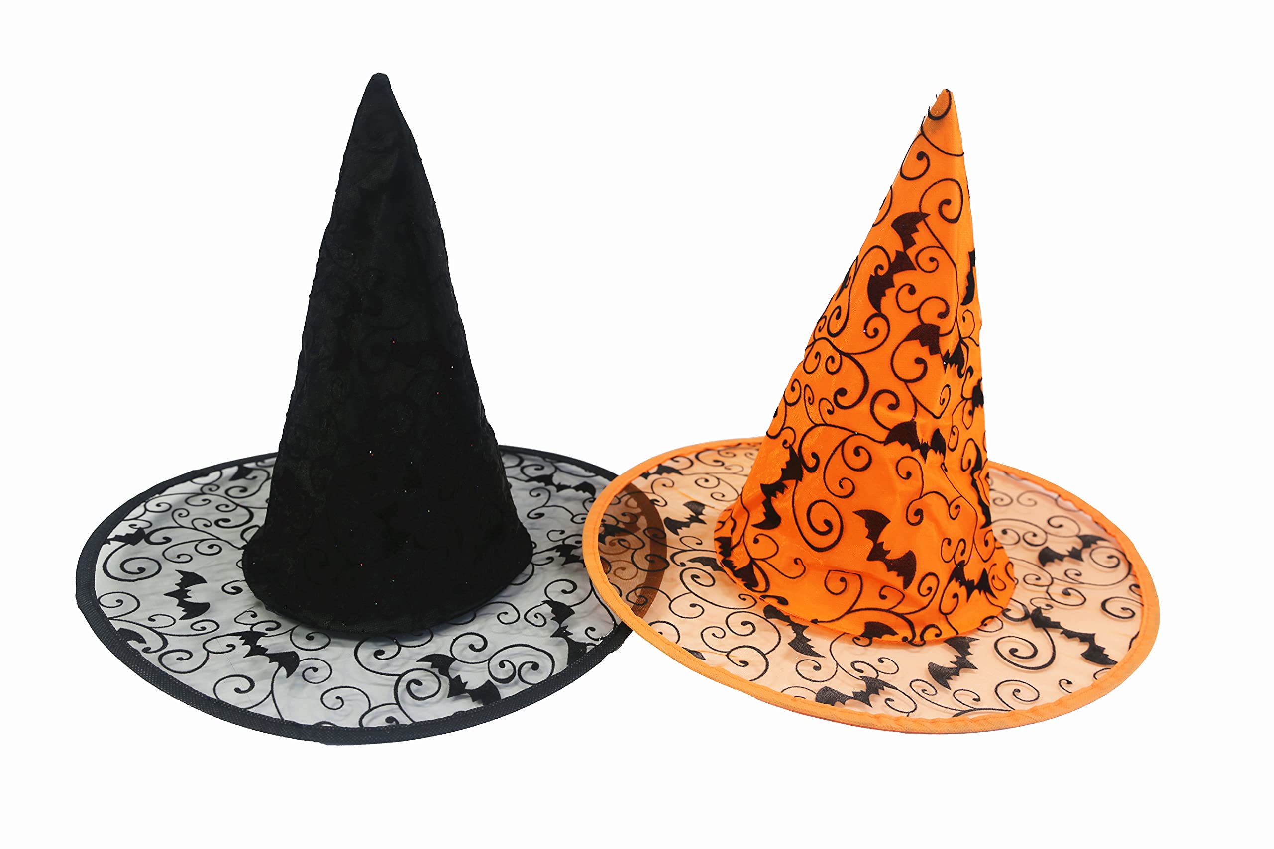 Hooin Halloween Witches Hat - Halloween Spiderweb Witch/Wizard Party Hats. Pack of 2 (Black & Orange) โ image 1