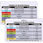 2pcs Order of Draw Badge Card for Phlebotomy, Order of Blood Draw Horizontal Badge Card Resource for Nurse Nursing Clinicians RN Student Nursing School Supplies and Accessories Gift