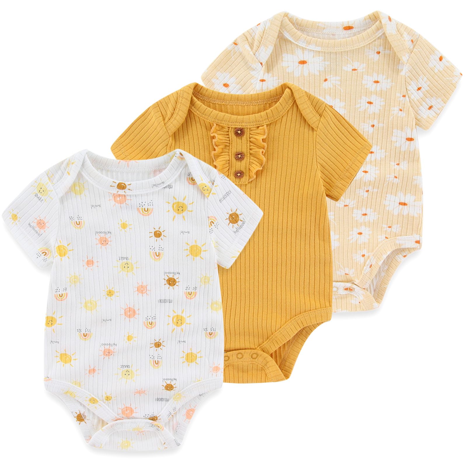 Photo 1 of Ruliby Baby Bodysuit Girl Clothes Soft Newborn Infant Outfit Short Sleeve Romper 9-12 Month