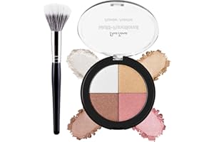 4 Colors Highlighting Eye&Cheek Palette,4 in 1 Glow Blush Contour Highlighter Makeup Palette with Brush,Baked Blush Highlight