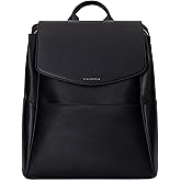 MIA + SOPHIA Leather Diaper Bag Backpack with USB Charging port, Changing Pad, Stroller Straps (Black Olivia)