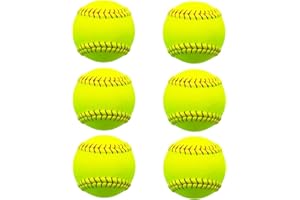 Rarapop Sports Fastpitch Softballs, Official Size and Weight Practice Softball, Unmarked & Leather Covered Training Ball for Games, Practice and Training(Yellow, 12 Inch)