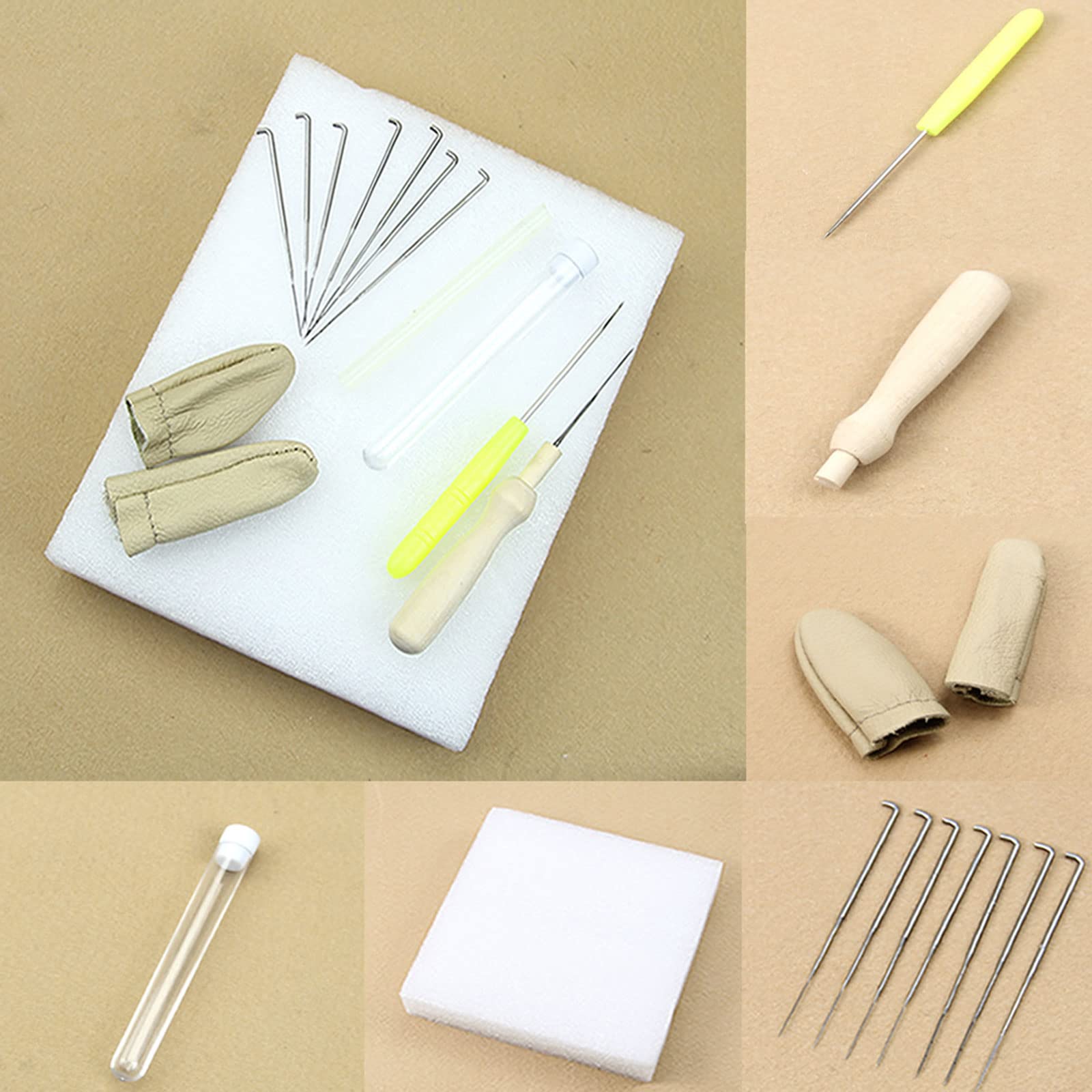 SUCHUANGUANG 1set Needle Felting Starter ool Felt Tools Mat + Accessories Craft + Needle
