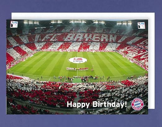 Fussball Geburtstag Karte Grusskarte Bayern Munchen Stadion 16x11cm Amazon De Kuche Haushalt