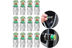 WEDFEIR 12pcs Car tire Pressure Monitor Valve stem Cap Sensor Indicator, 2.4Bar 36PSI Pressure Monitor Tire Valve Stem Caps with 3-Color Eye Alert for Cars, Motorcycles, Bicycles.