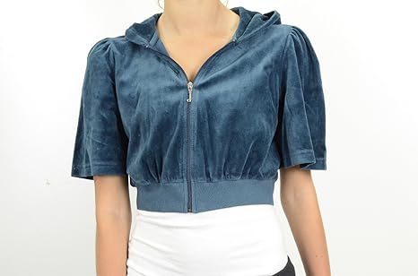 cropped velour zip up hoodie