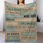 Rustic Green Wood Plank Inspirational Quote Flannel Throw Blanket Ultra-Soft Cozy Plush Blankets for Couch Chair Bedroom Living Room Air Conditioning Room 50"x60"