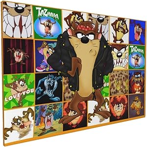 Bestrgi Wall Art for Living Room Posters On Canvas Painting Looney Tunes Tasmanian Devil Taz Modern Landscape Paints Pictures Decorations Artwork Home Decor Framed 16x24 Inches No Frame Only Canvas