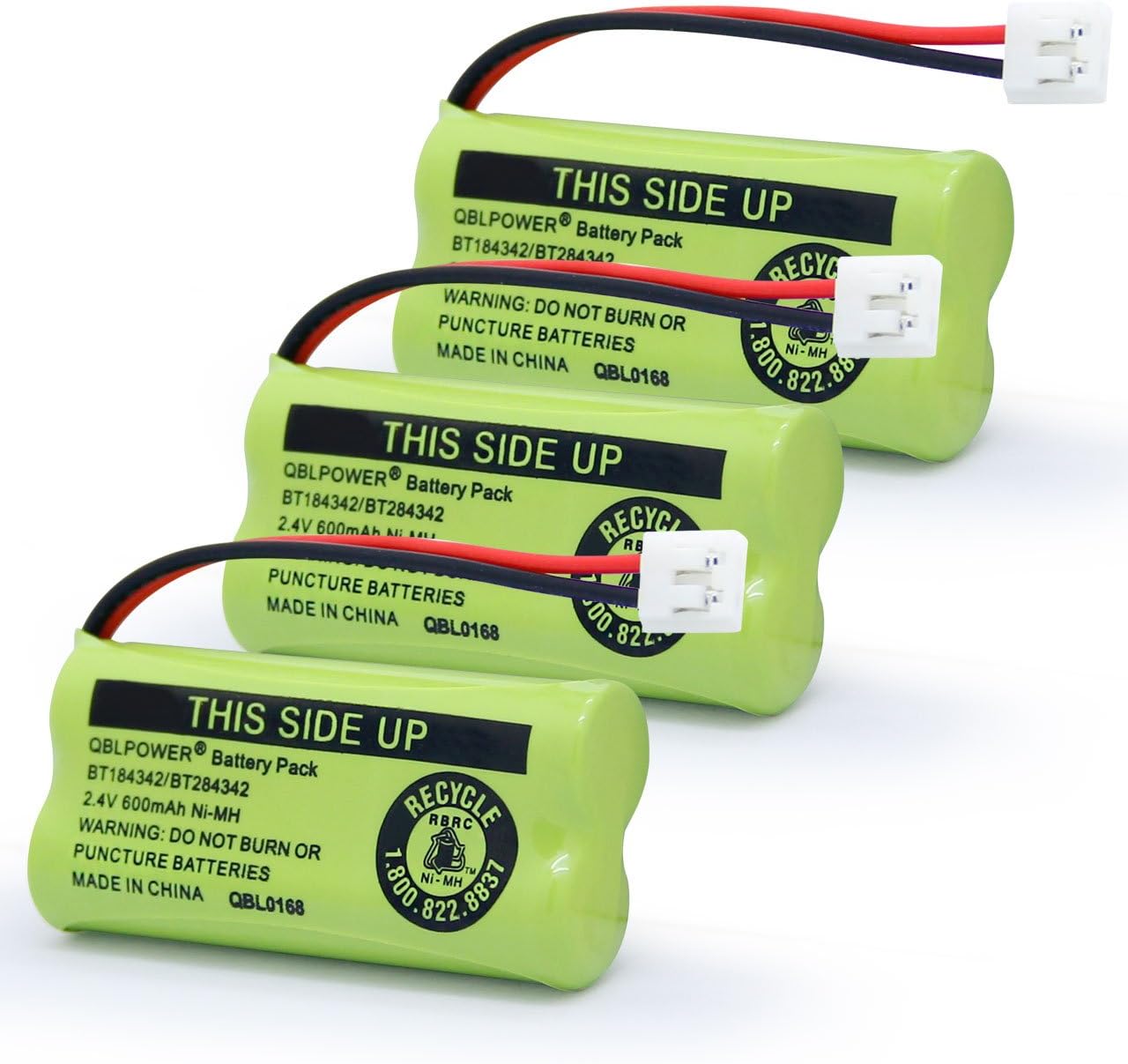 QBLPOWER BT-1018 BT184342/BT284342 BT8001 BT8000 BT8300 BT184342 BT284342 89-1335-00 89-1344-01 BATT-6010 CPH-515D Cordless Phone Battery 2.4V 600mAh NiMh (3 Pack)