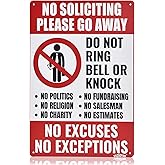 No Soliciting Sign for House,No Soliciting Signs for Home，Do Not Knock Please Dont Ring Doorbell,Humorous Anti-Salesman Door Hanger Outdoor Yard Sign for Home and Front Door,12x8 In Aluminum Sign
