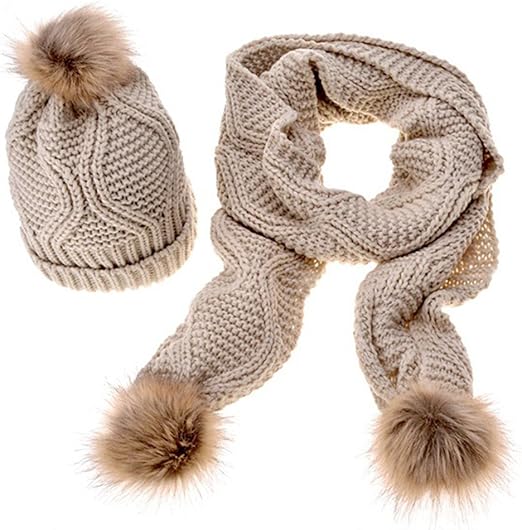 bobble hat and scarf set womens