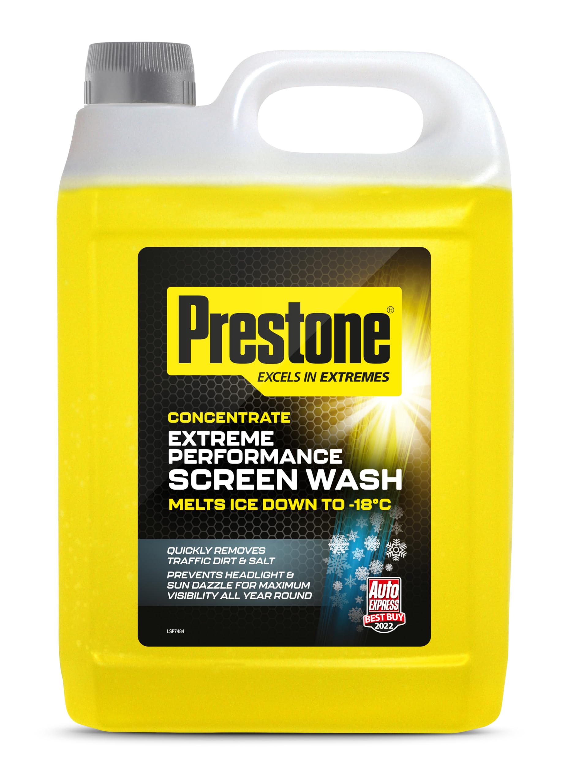 Prestone Screenwash Concentrate 5L, Screen Wash For Cars - Winter, High Performance Cleaning With Streak Free Formula, Extreme Performance Super Concentrated Screenwash Winter, Reduce Plastic, 5 Litre