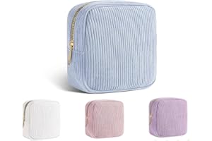 Period Bag for School Teen Girls, Corduroy Sanitary Napkin Storage Bag with Zipper, Menstrual Pad Bag Tampon Holder for Purse