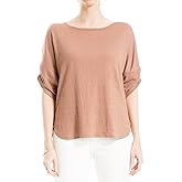 Max Studio Womens Crinkle Jersey Cinched Sleeve Knit Top