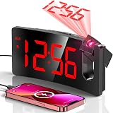 GOLOZA Projection Alarm Clock Bedside Digital Clock with 180° Projector
