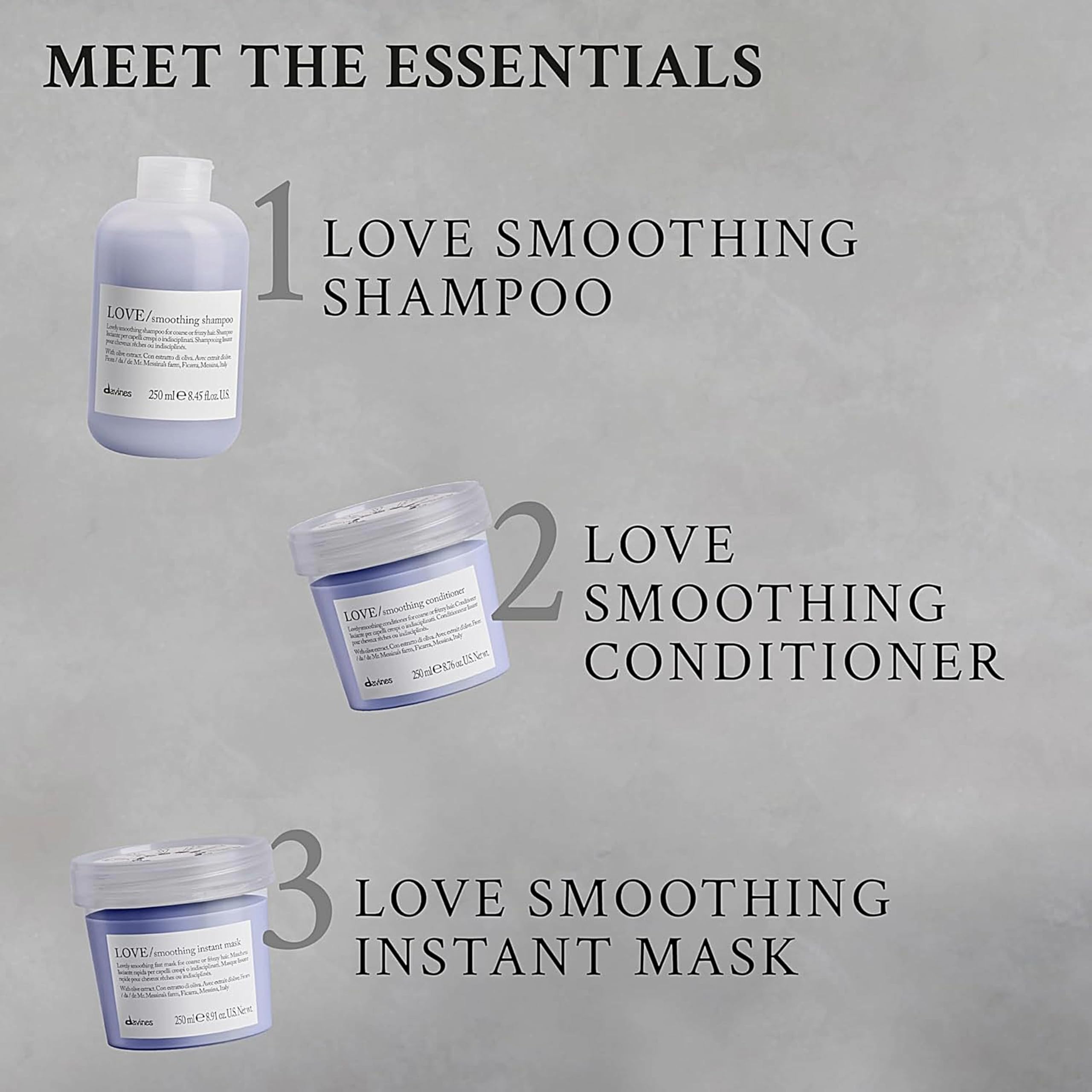 Davines LOVE Smoothing Conditioner, Smoothing Formula for Frizzy or Coarse Hair, Soften and Nourish