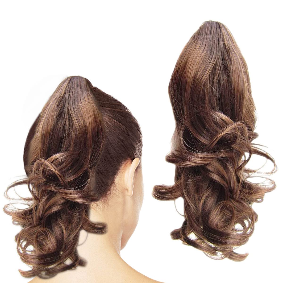 Curly Hair Pony Tail，Natural Curl Hair Extensions Straight Curly，Small Wavy Claw Clip Ponytail Curls Are Naturally for Women Girls(M2/30)