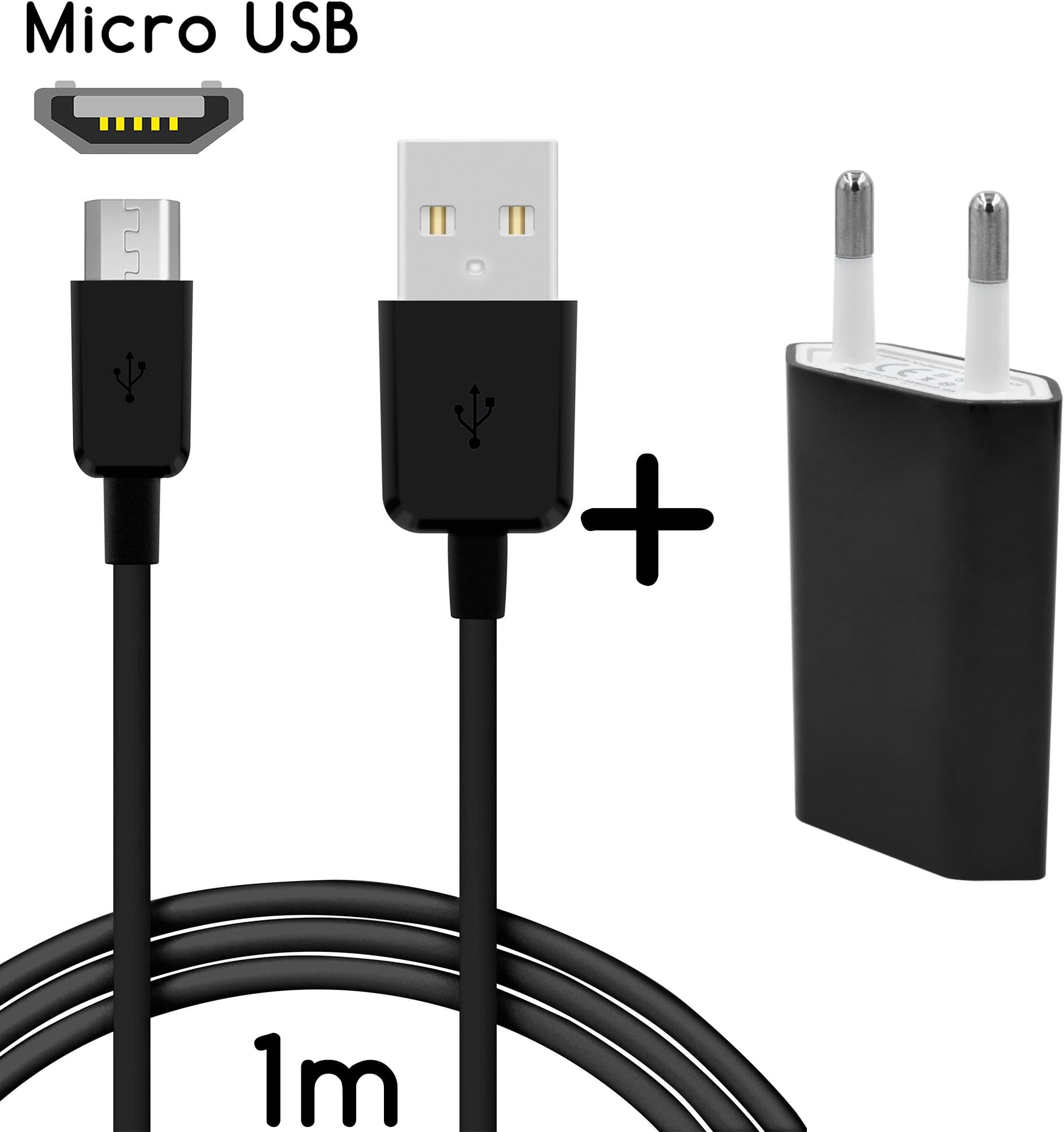 TheSmartGuard Original 2 in 1 Set with HTC One M8 Power Supply Charger and HTC One M8 Charging Cable (1 Meter/1 Metre) / Data Cable/Cable in Black with Improved Charging Speed