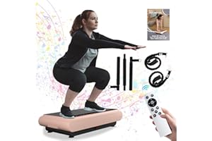 Natini Vibration Plate Exercise Machine Whole Body Vibration Platform Machine with Pilates Bar Resistance Bands for Home Fitness Training Equipment & Weight Loss