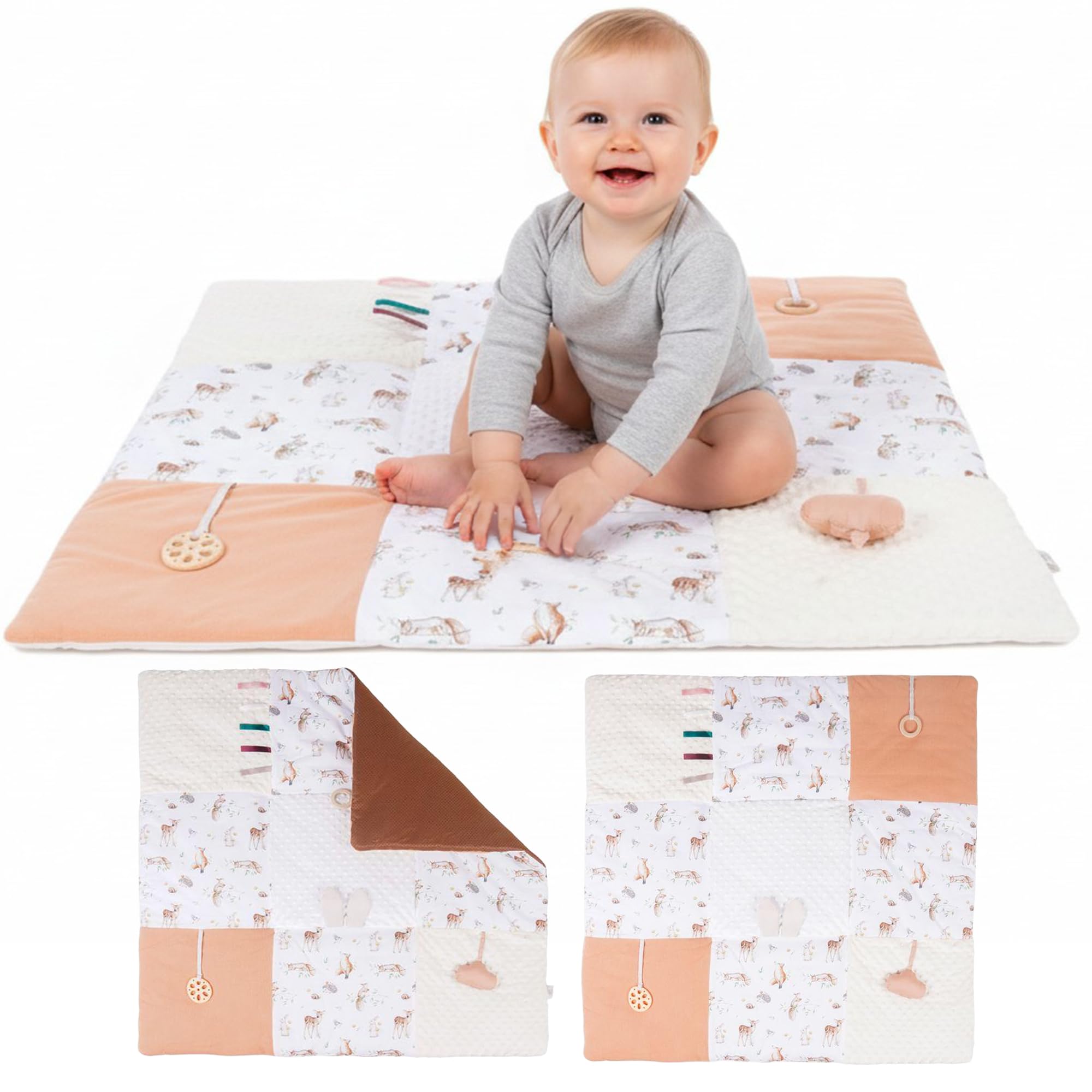 Photo 1 of ***NOT IN ITS ORIGINAL PACKAGING*** LILDUO Tummy Time Baby Play Mat for Floor | 43x43 | Non-Toxic Tummy Time Mat with 1.18 Inch Thickness and 5 Baby Sensory Toys - 100% Cotton Comfortable,Washable and Easy to Use Infant Essentials Gift