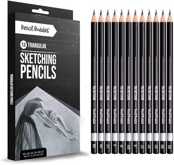 Pencil Buddies Pro Triangular Drawing Sketch Pencils Set for Shading