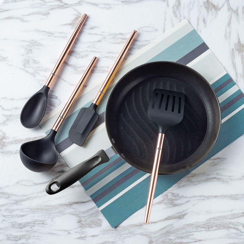 BGT 4 pcs Silicone Kitchen Utensils Set Black with Copper Coated Stainless Steel eBay