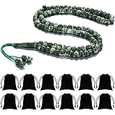 Ferreve 12 Sets Muslim Tasbih 99 Rosary Beads 8mm Green Islam Prayer with Allah Names Engraved Ramadan Muslim Gift, Islamic Ceremony Religious Eid Ramadan Gift for Men and Women(Green)