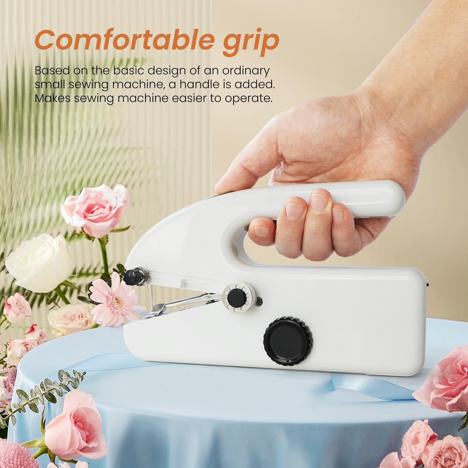 Handheld Sewing Machine for Beginners, Portable Mini Sewing Machine with Two Speed Modes, Easy to Operate and Fast Stitch Suitable for Clothes, Fabrics and Quick Home Repairs