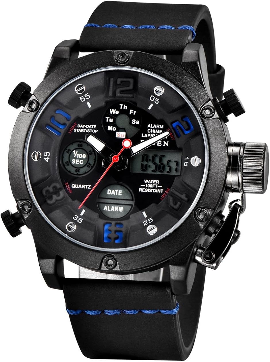 Mens Big Face Military Sports Watches Men Analogue Digital 30M