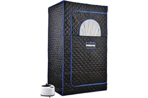 HIGOSPRO Portable Full Size Steam Sauna, Lightweight Steam Saunas for Home Spa, FCC Certified 2.6L & 1000W Steam Generator, 90 Minute Timer, Indoor Steam Sauna Tent with Remote Control, Black