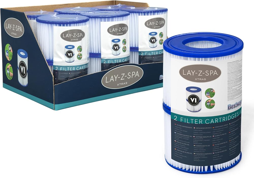 Bestway Filter Cartridge VI for Lay-Z-Spa White Blue Pack of 6