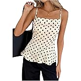 Milumia Women's Polka Dots Print Satin Tie Bow Back Square Neck Cami Top Y2k Going Out Tops