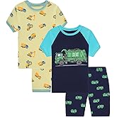 Dolphin&Fish Boys Summer Pajamas 4Pieces Set Boys Short Sleeve Cute Print Toddler Kids Sleepwears.