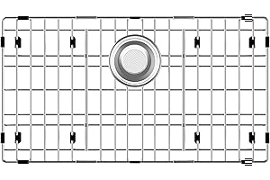 iPEGTOP Sink Bottom Grid, 3-Piece Stainless Steel Sink Protector 27-9/16" x 14-9/16" with Rear Drain Hole, Sink Grate Sink Rack for Bottom of Kitchen Sink Single Sink Bowl with Sink Hole Cover