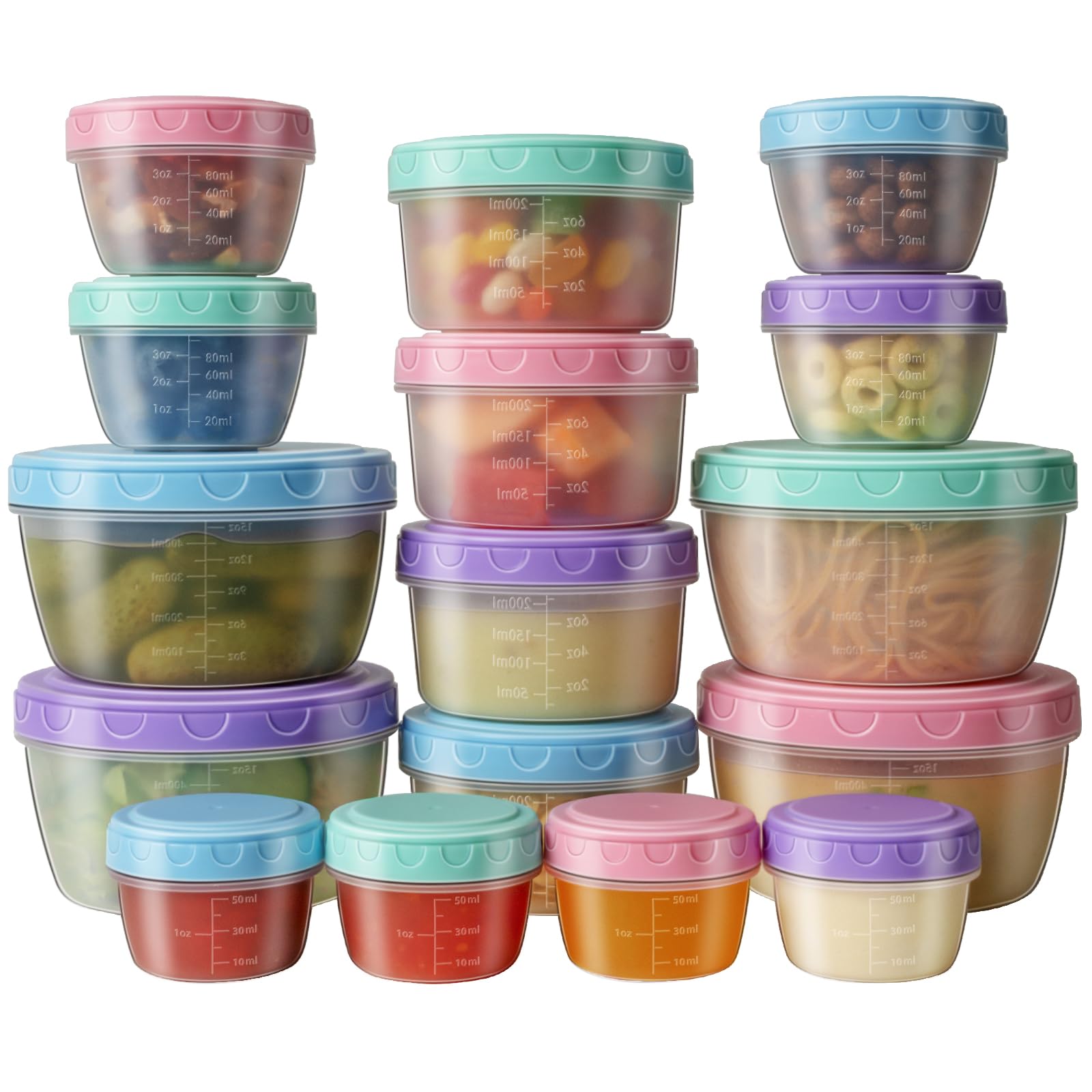 Photo 1 of 16 PCS Freezer storage Containers with Lids, Reusable BPA Free Plastic Soup Jars, Leakproof Salad Dressing Container to Go, Dishwasher & Microwave Safe Food Storage Containers for Lunch Meal Prep