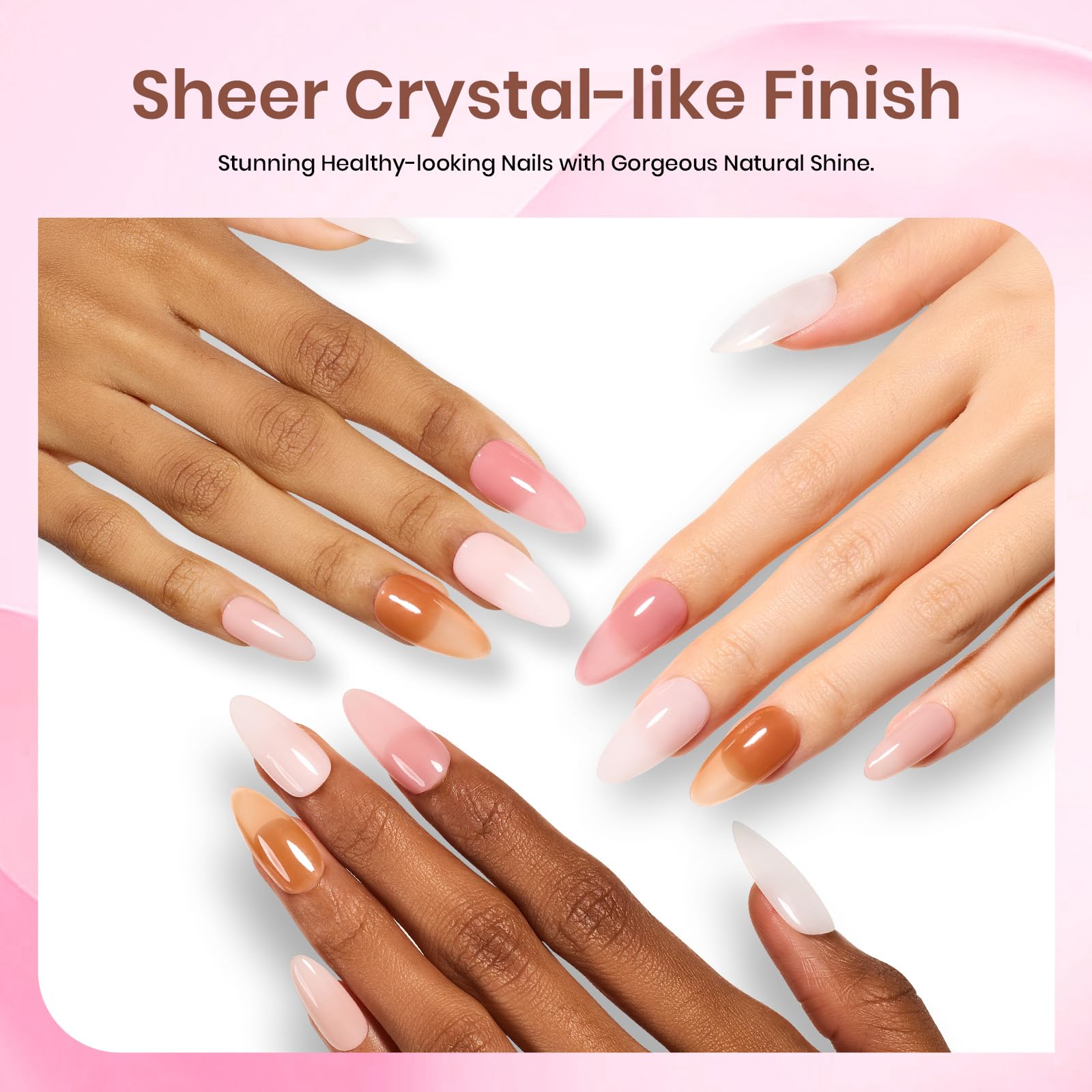 Beetles Jelly Gel Nail Polish Set, 6 Colors Milky White Nude Pink Sheer Brown Gel Polish Kit Nail Concealer Translucent Effect Soak Off Uv French Nail Art Gift for Women Ultimate Monochrome Collection - Image 5