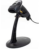 USB Automatic Barcode Scanner Scanning Barcode Bar-code Reader with Hands Free Adjustable Stand (Black)