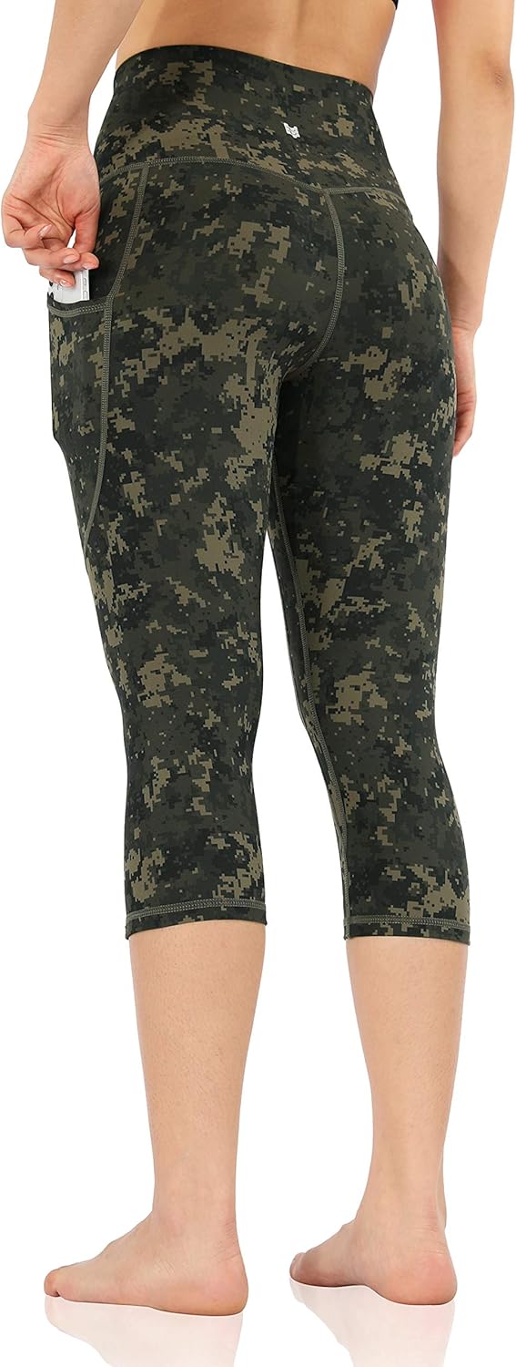 ODODOS Women's High Waisted Pattern Yoga Leggings with Pockets, Workout Sports Running Athletic Printed Yoga Pants: Clothing