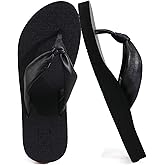 KuaiLu Womens Flip Flops With Arch Support Comfortable Yoga Mat Cushion Thong Leather Sandals for Ladies Fashion Slip On Summer Beach Walking Slides Indoor Outdoor Travel Orthotic Slippers