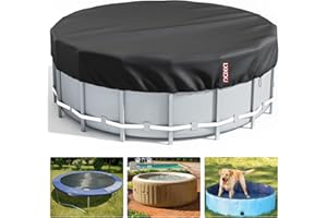 LXKCKJ 6 Ft Round Pool Cover, Solar Covers for above Ground Pools, Stock Tank Pool Cover Protector with Pool Cover Accessories, Round Hot Tub Cover Ideal for Waterproof and Dustproof (Black)