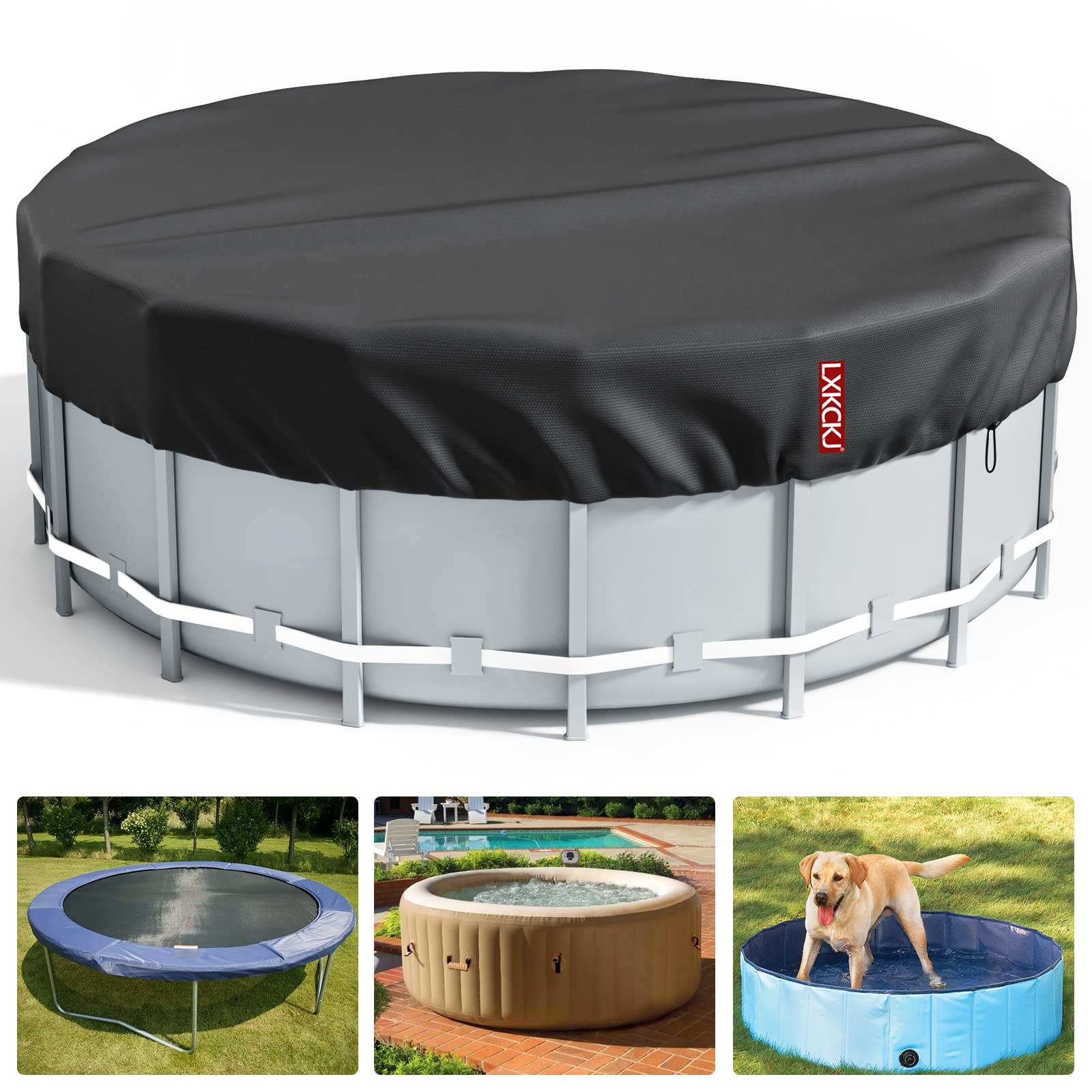 Photo 1 of LXKCKJ 6 Ft Round Pool Cover, Solar Covers for Above Ground Pools, Stock Tank Pool Covers Protector with Accessories, Round Hot Tub Cover Ideal for Waterproof and Dustproof (Black)