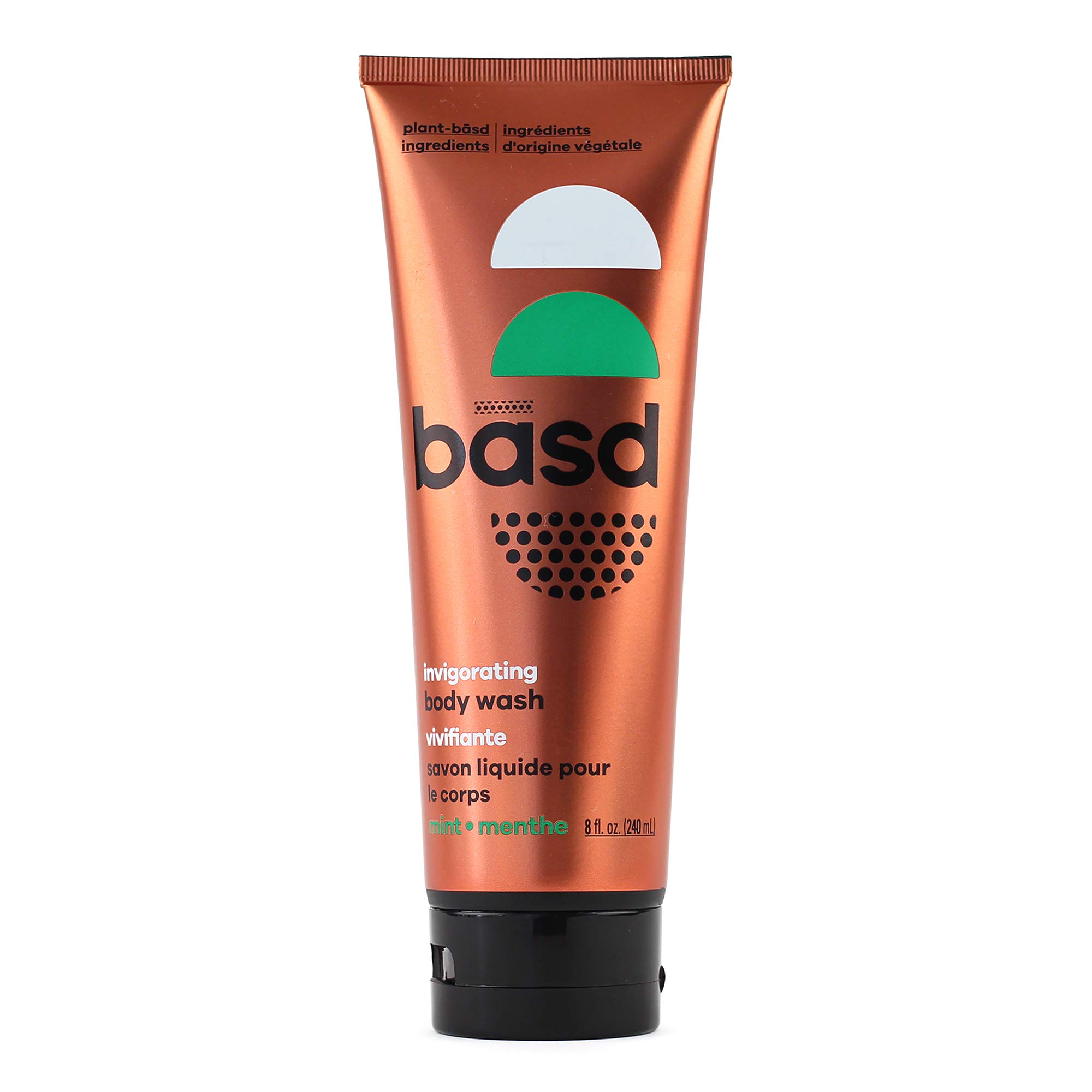 basd Natural Body Wash, Invigorating Mint | Organic & Moisturizing Ingredients, Vegan, Hypoallergenic, 8 Ounce Tube