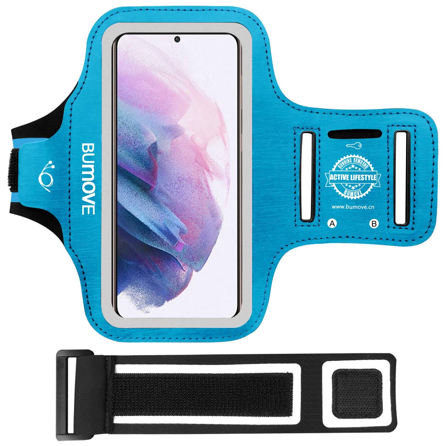 Photo 1 of BUMOVE Phone Running Armband for Samsung Galaxy S25+/S24+/S23+/S22+, S20 FE/S21 FE, S25 Plus,S24 Plus, S23 Plus Gym Workouts Sports Arm Band, with Card Holder (Blue)