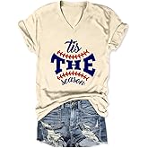 Baseball Shirt Women Tis The Season Baseball Mom Shirts Game Day Letter Print V Neck Tee Tops