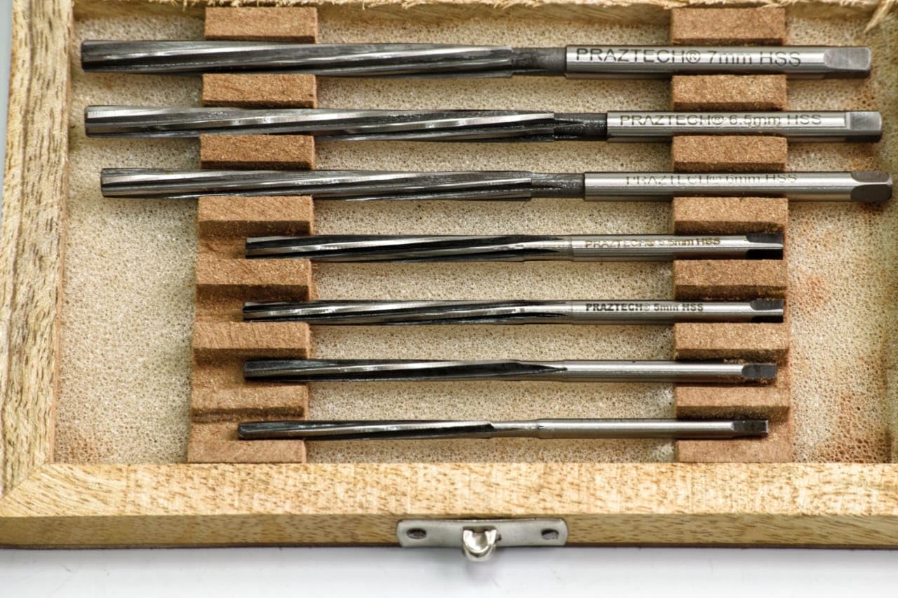 PRAZTECH® 100% HSS Valve Guide Reamer Spiral Fixed | High Speed Steel DIY All Engine Repair Workshop Cutting Hand Tool (7pcs Set : 4mm to 7mm)