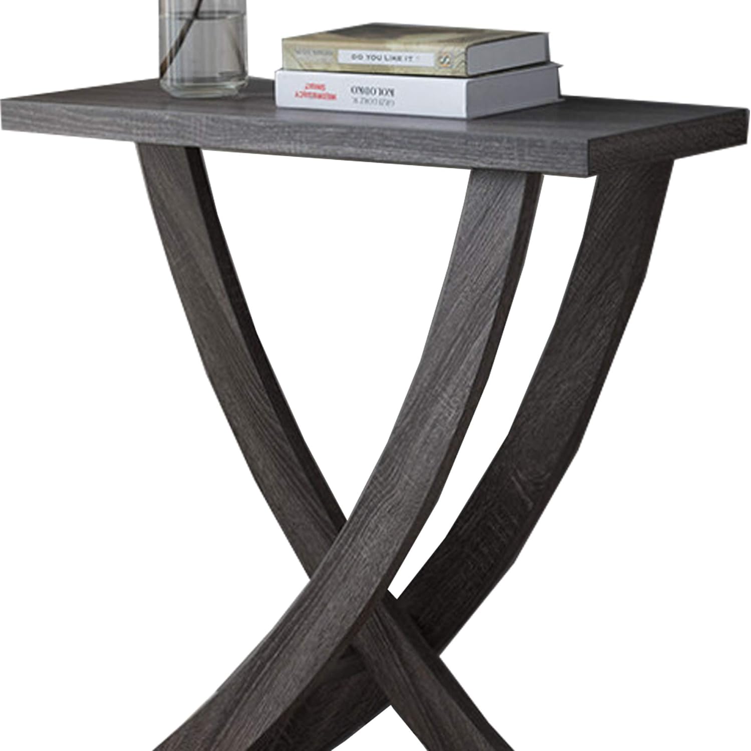 Benzara Wooden Console Sofa Side End Table with Curved Legs, Distressed Gray: Kitchen & Dining